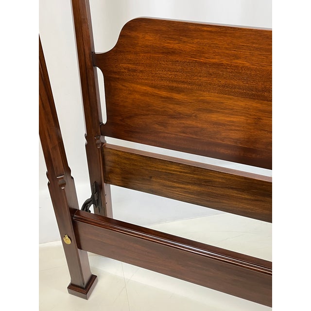 Late 20th Century Vintage Henkel Harris Mahogany Queen Size Pencil Post Bed - Style 170, Finish 29 For Sale - Image 5 of 13