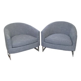 Milo Baughman Barrel Back Club Chairs - A Pair For Sale