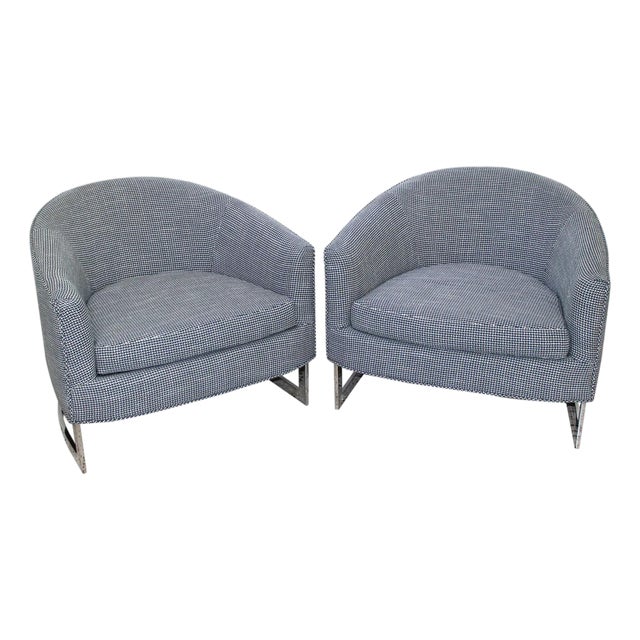 Milo Baughman Barrel Back Club Chairs - A Pair For Sale