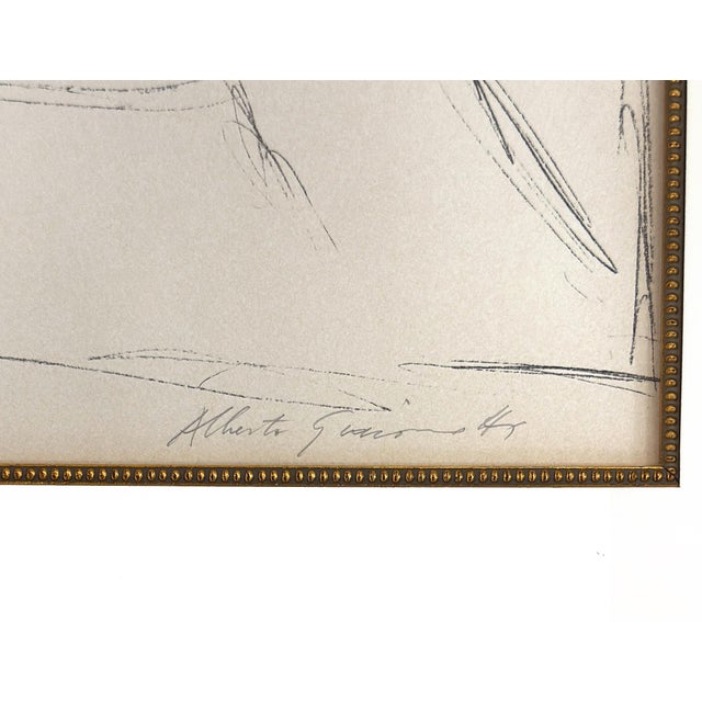Lithograph on Rives BFK paper. Hand signed lower right by Alberto Giacometti. Hand numbered 95/100 lower left. Lust 53....