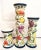 Yellow Vintage Ceramic Colorful Fruit Twisted Italian Style Pillar Candle Holders- Set 3 For Sale - Image 8 of 8