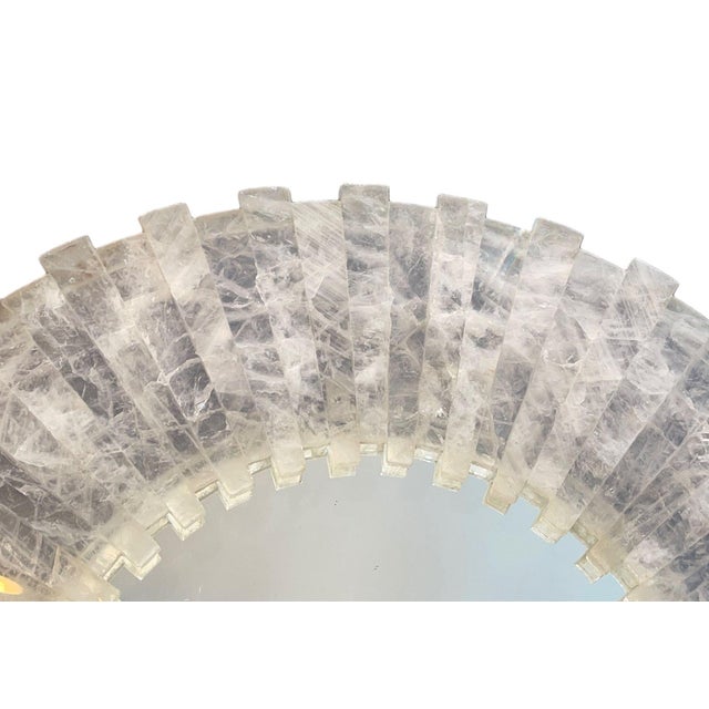 21st Century Sunburst Rock Crystal Mirror – Sculptural Modern Wall Décor 32.25” For Sale In Los Angeles - Image 6 of 6