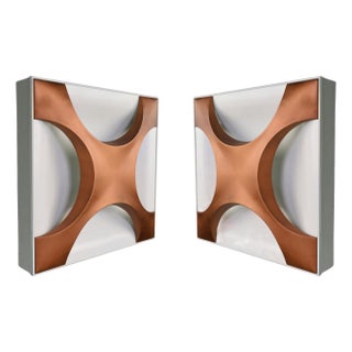 Cross Oyster Wall Sculpture Lights by Rolf Krüger for Staff Leuchten, 1968, Set of 2 For Sale
