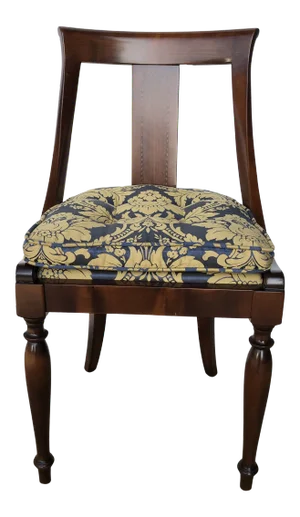 Vintage Mid Century Upholstery Blue-Gold Chair