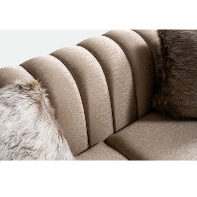 Casa Milano Asos 3-Piece Luxury Italian Living Room Set in Beige & Gold For Sale In Houston - Image 6 of 17