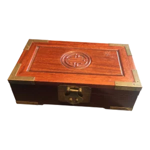 Vintage Asian Brass and Wood Document Box