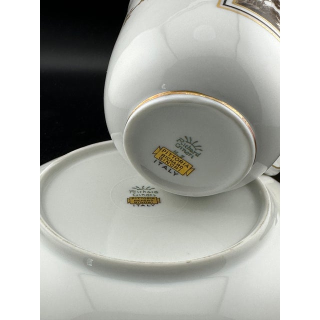 Italian Richard Ginori Fiesole Mug – 8 Oz Italian Porcelain, Landscape Scene - 2pc For Sale - Image 3 of 9