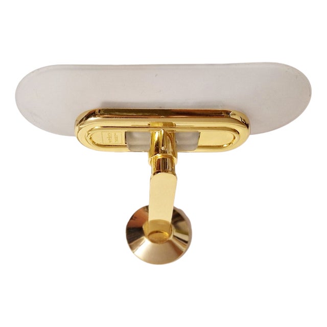 Jill Wall Sconce in Polished Brass and Opaline Glass from Arteluce, Italy, 1970s For Sale