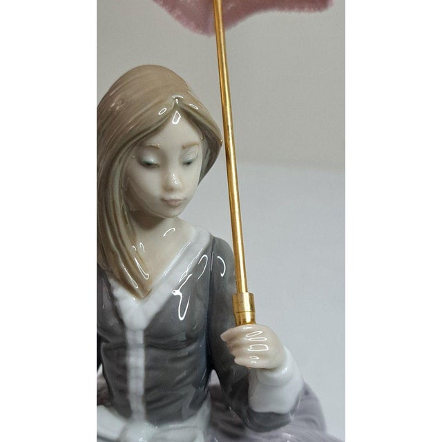 Lladro Lladro 5211 Angela W/Umbrella Porcelain Figurine Retired 1983 Mint W/Box Signed For Sale - Image 4 of 10