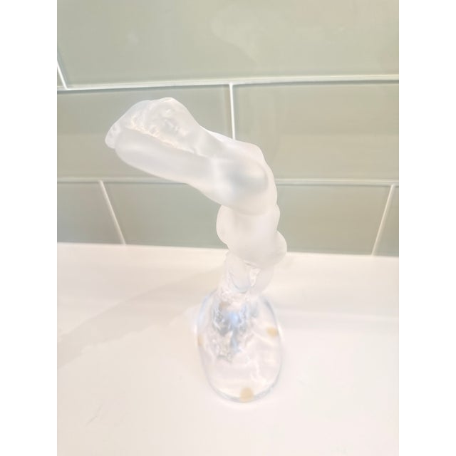 Lalique France “Arms Up Acrobat” Frosted Crystal Sculpture With Original Box For Sale - Image 15 of 15