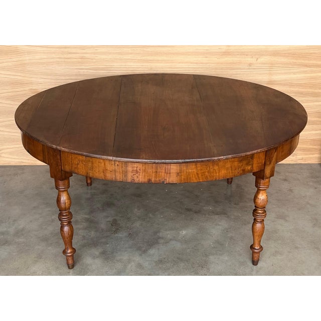 French Late 19th Century French Solid Walnut Oval Center Table with Four Turned Legs For Sale - Image 3 of 18