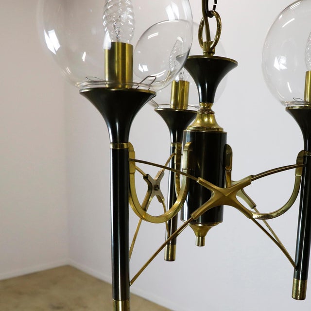 Mid-Century Modern 1980s Mid-Century Modern Metal 3 Lights Chandelier For Sale - Image 3 of 4