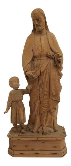 Antique Carved Wood Religious Sculpture