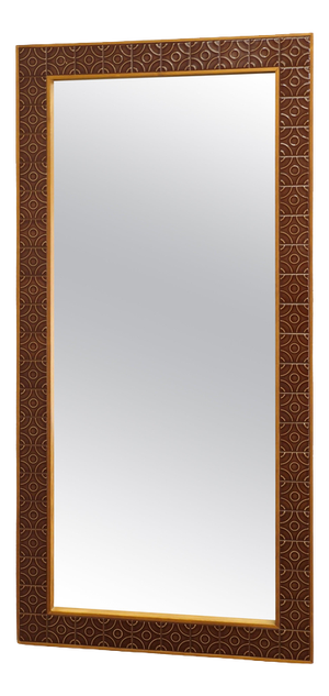 Danish Pine and Ceramic Tile Wall Mirror, 1960s