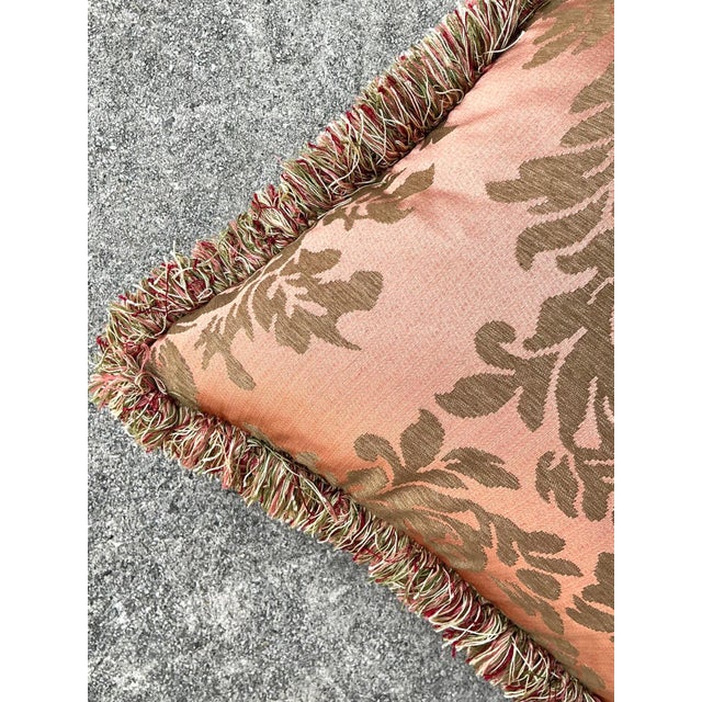 Textile Vintage Fortuny Jaquard With Caterpillar Fringe Pillow For Sale - Image 7 of 16