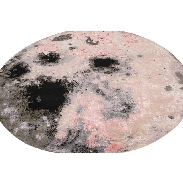 2010s Rug & Kilim’s Abstract Circle Rug in Pink and Gray Painterly Patterns For Sale - Image 5 of 7