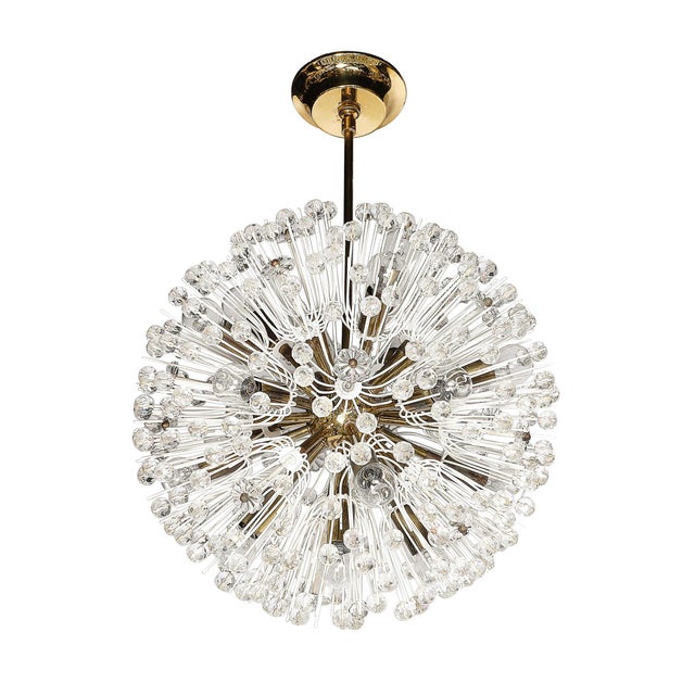 White Mid-Century Brass & Crystal Sputnik Chandelier by Emil Stejnar for Rupert Nikoll For Sale - Image 8 of 18