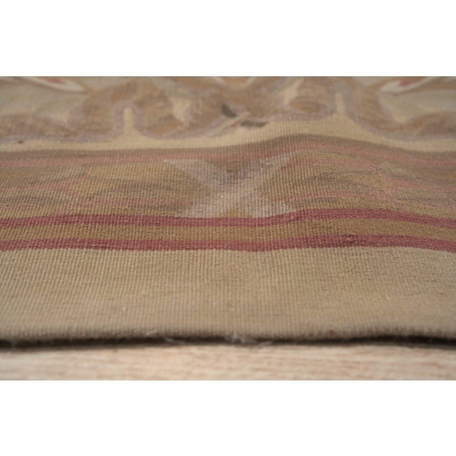 8x10 Vintage Aubusson Flat Weave Wool Rug, Beige Rose Bouquet For Sale - Image 9 of 14