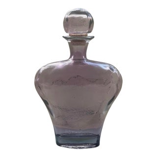 1980s Vidrios San Miguel Spain Recycled Amethyst Art Glass Decanter For Sale