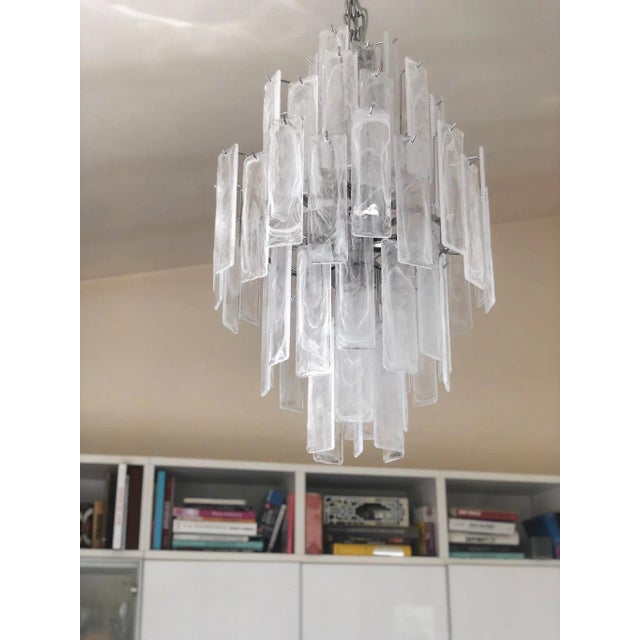 Contemporary Italian Murano Glass "Alabastro Listelli" Sputnik Chandelier For Sale - Image 12 of 13