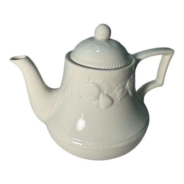 English Mid-20th-Century English Pottery Teapot With Embossed Grape Motif For Sale - Image 3 of 16