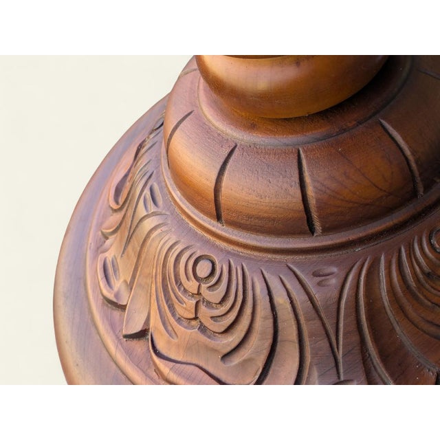 1960s Vintage Hand-Turned Plant Stand in Wood, 1960s For Sale - Image 5 of 11