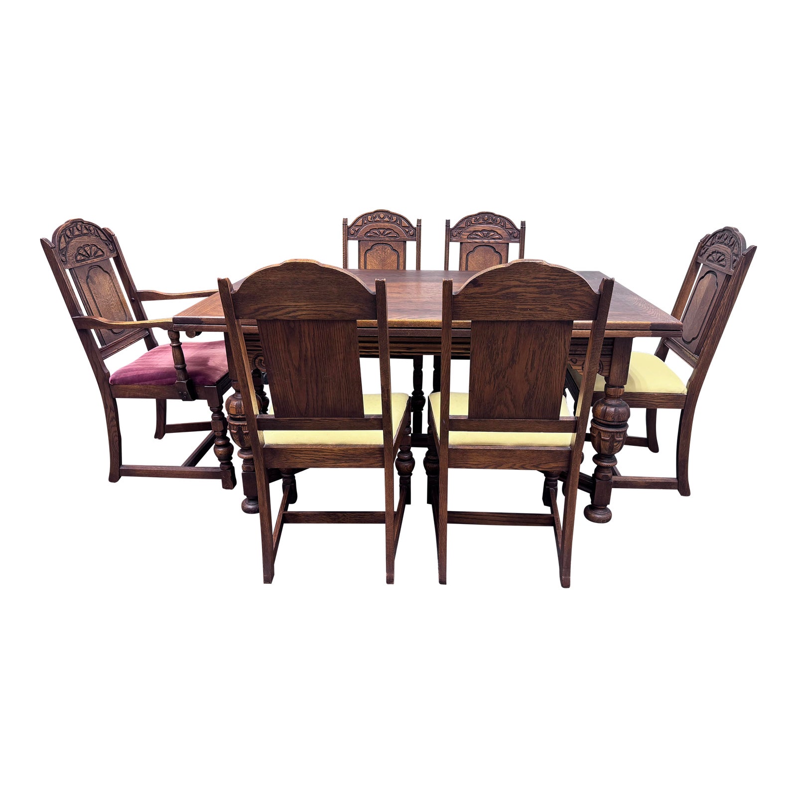 Antique Italian Dining Room Table + Six Chairs, Set | Chairish