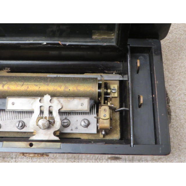Mid 19th Century 19th Century Antique Cylinder Music Box with Walnut Case Swiss For Sale - Image 5 of 10