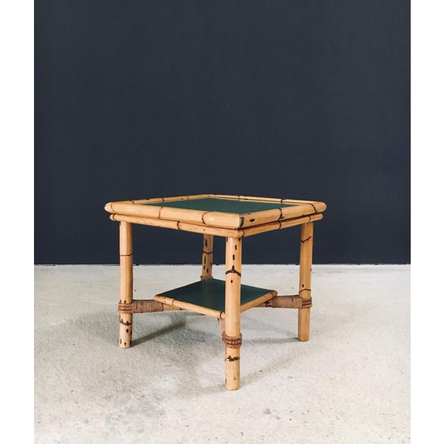 Mediterranean Bamboo Side Table in the style of Audoux Minet, France, 1950s For Sale - Image 6 of 18