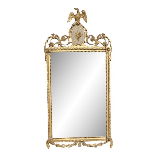 Late 20th Century Friedman Brothers Eagle Mirror Williamsburg Style Gold Gilt Frame For Sale