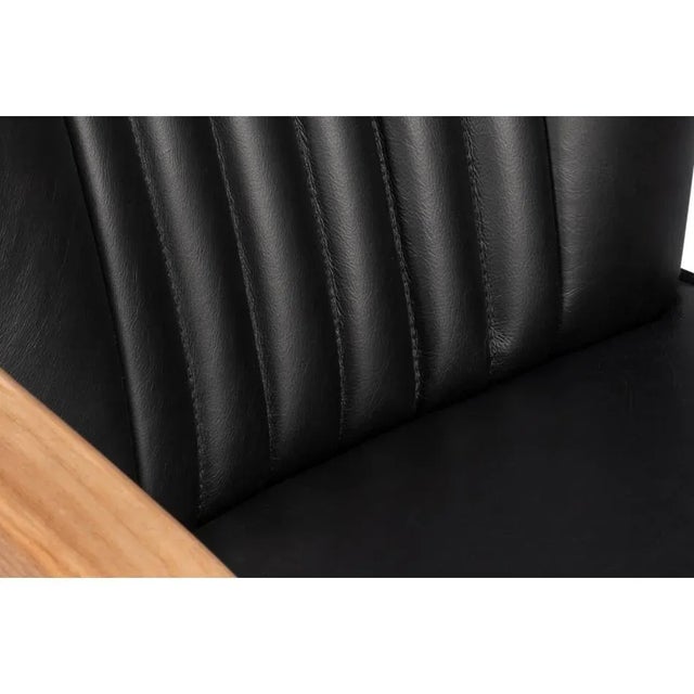 Metal Industrial Black Leather Desk Chair For Sale - Image 7 of 12