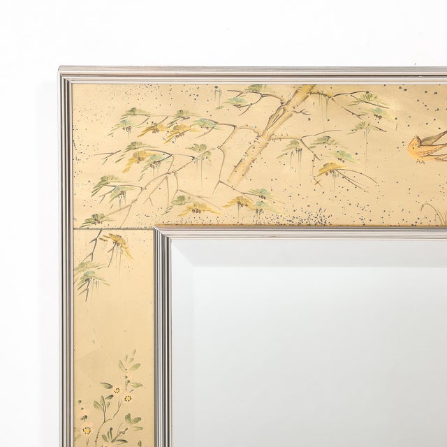 Mid-Century Modern Mid-Century Gilt Eglomise Chinoiserie Narrative Border Mirror Signed J Beukema For Sale - Image 3 of 14