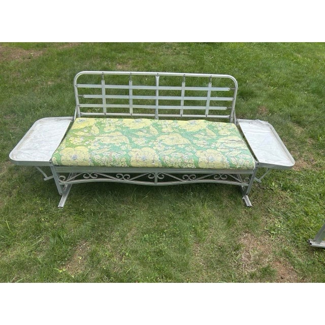 1950s 1950s Mid-Century Aluminum Patio Louger/ Daybed 3 Piece Set For Sale - Image 5 of 6
