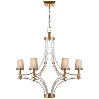 Ef Chapman & Myers Crystal Cube 6-Light Chandelier For Sale