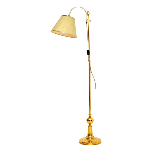 Vintage Adjustable Brass Floor Lamp, 1970s For Sale