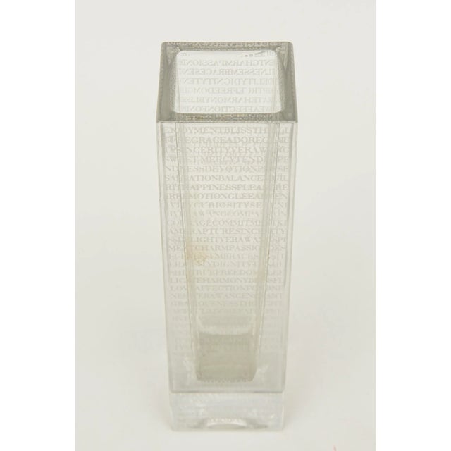 Contemporary Wedgwood Modern Glass Spiritual Cascading Words Vase For Sale - Image 3 of 12