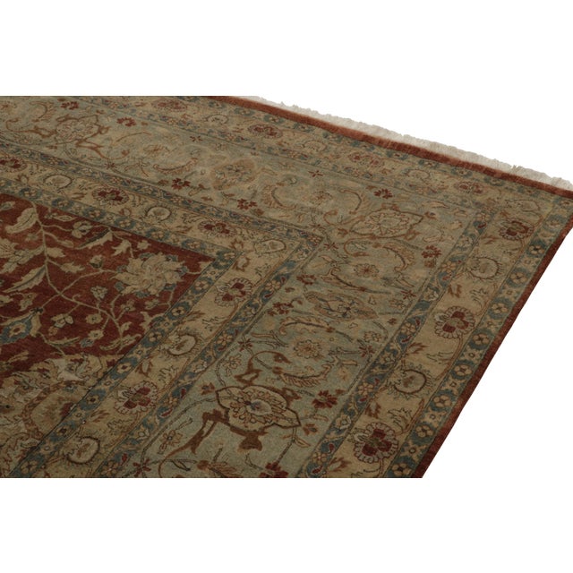 Rug & Kilim’s Classic Tabriz Style Rug With Beige & Blue Florals on Rust Red For Sale In New York - Image 6 of 7