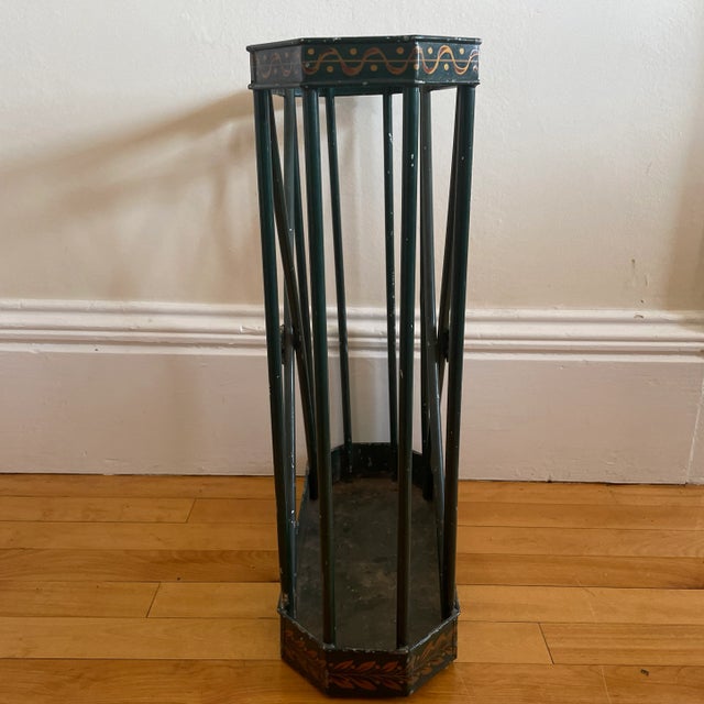 Neoclassical Early 19th Century Antique Painted Metal Umbrella Stand For Sale - Image 3 of 12
