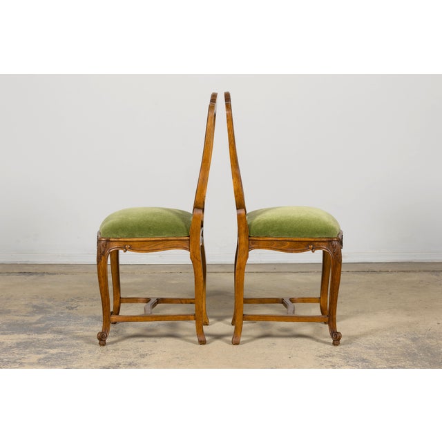 Early 20th Century French Louis XV Walnut Dining Chairs With Moss Green Mohair, Set of 8 For Sale - Image 13 of 18