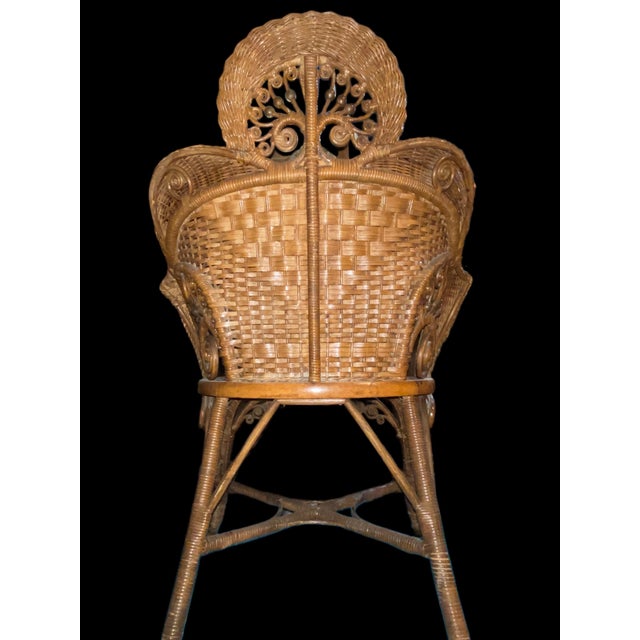 Heywood-Wakefield Exceptional Antique Heywood Brothers & Wakefield Fancy Wicker Armchair, Dating to Circa 1897–1915 (Pre-1921 Maker). For Sale - Image 4 of 11