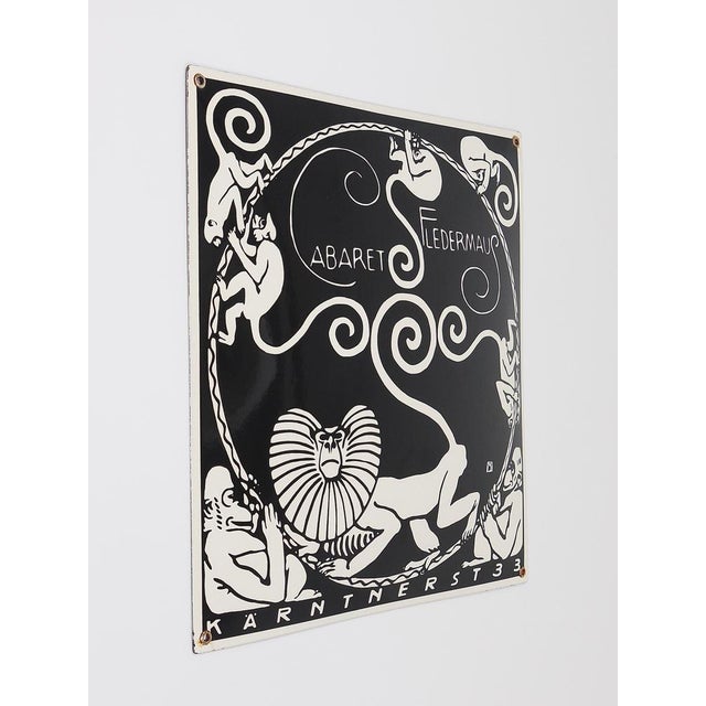 Art Nouveau Moriz Jung Cabaret Bat Enameled Advertising Sign by Josef Hoffmann, Vienna, 1960s For Sale - Image 10 of 18