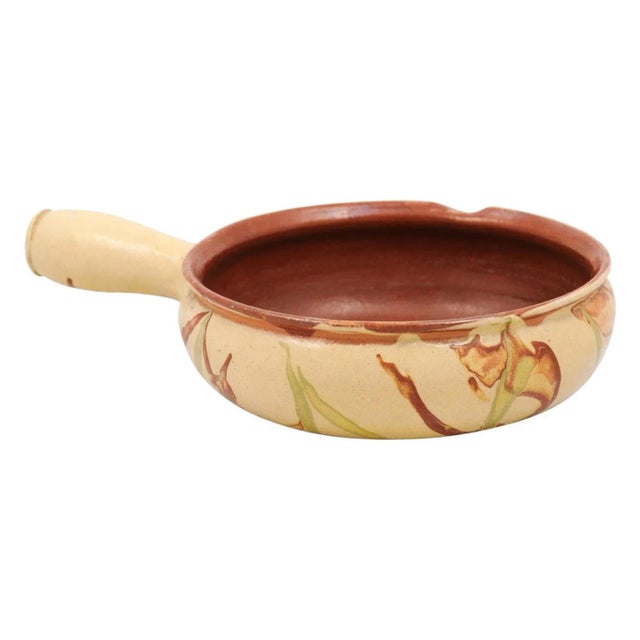 French 19th Century Glazed Pottery Serving Dish with Terracotta and Gold Glaze For Sale - Image 12 of 12