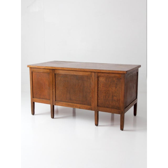 Antique Arts & Crafts Oak Desk For Sale - Image 11 of 18
