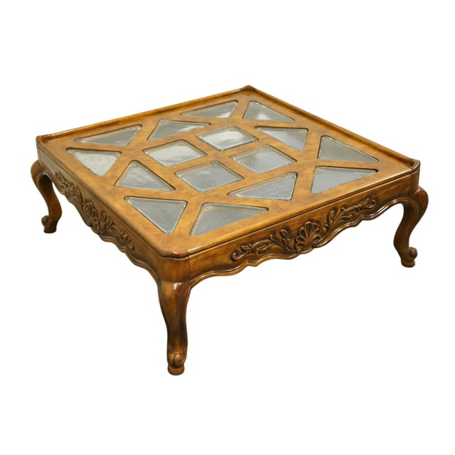 Drexel Heritage Country French Provincial 42" Square Accent Coffee Table W. Glass Panels 205-127 For Sale - Image 11 of 11