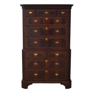 Century Large Mahogany Banded Chest on Chest For Sale