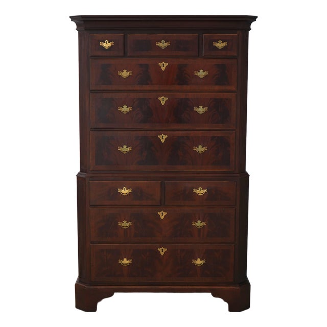 Century Large Mahogany Banded Chest on Chest For Sale