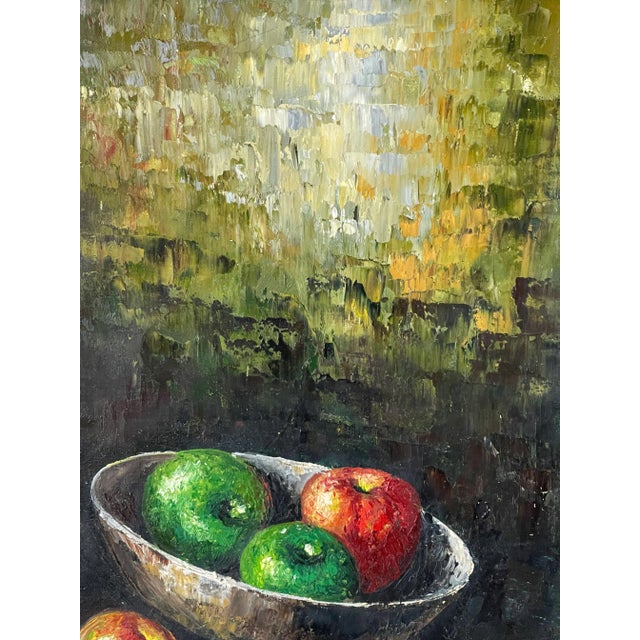 1990s 20 Th C Dark Academia - Still Life Painting With Apples For Sale - Image 5 of 5