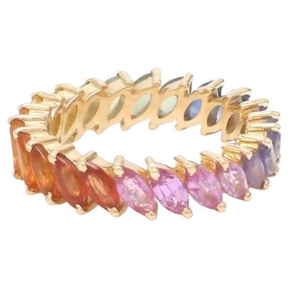 Natural 3.70 cts rainbow sapphire ring in 14k gold For Sale - Image 15 of 18