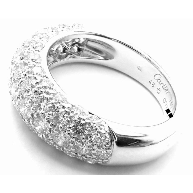 Silver Cartier Etincelle De Cartier 18k White Gold Diamond Band Ring, size 4.5 For Sale - Image 8 of 10