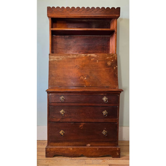 Brown Late 19th Century Primitive Early American Secretary For Sale - Image 8 of 10